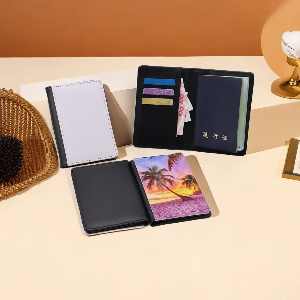 Wholesale Custom Logo Travel Wallet Fashionable Blanks Sublimation Leather Passport Holder