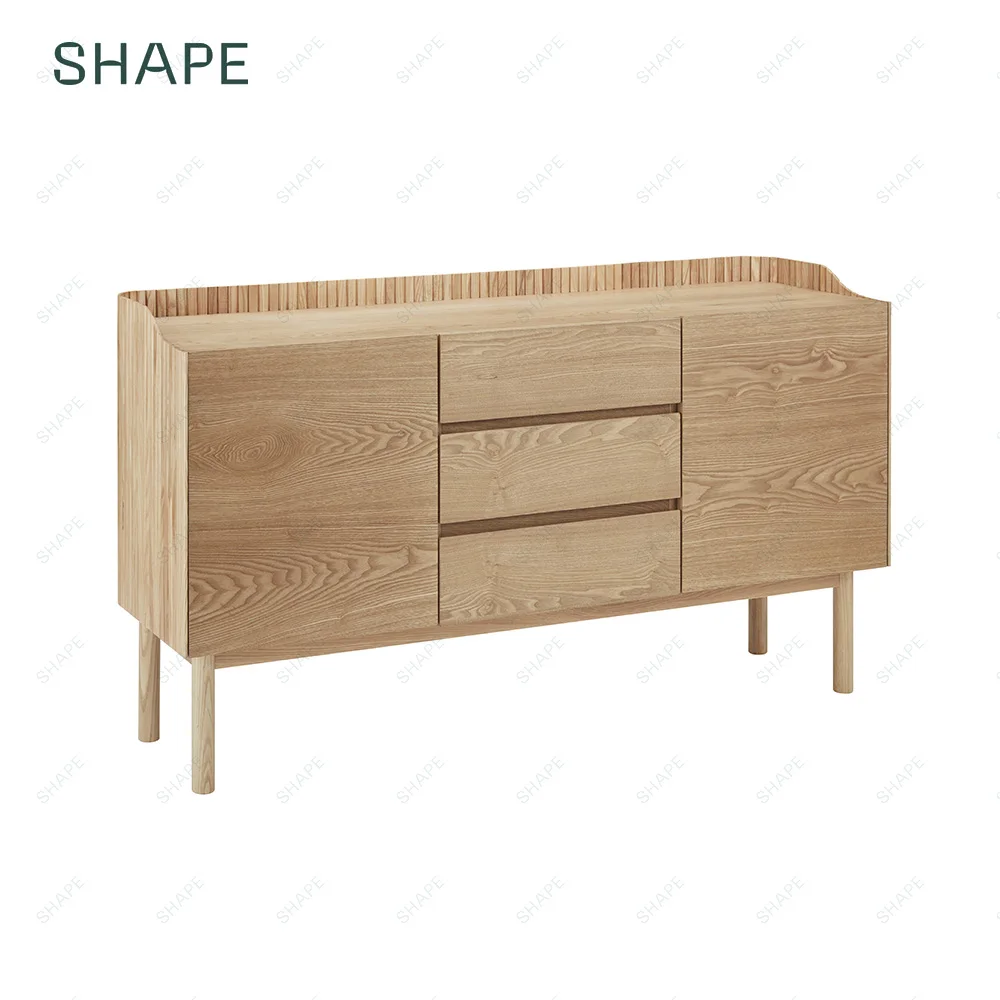 2022 современный роскошный шкаф-сервант из фанеры и твердой золы с двумя дверями и тремя ящиками