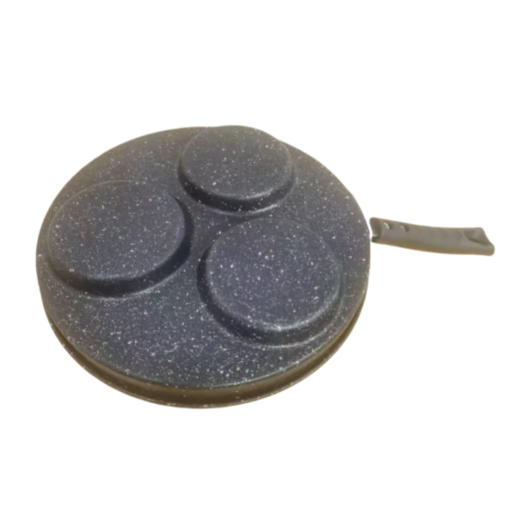 Hot Sell Fried Eggs Stainless Steel Insulated Handle Maifan Stone Material Three-Hole Frying Pan