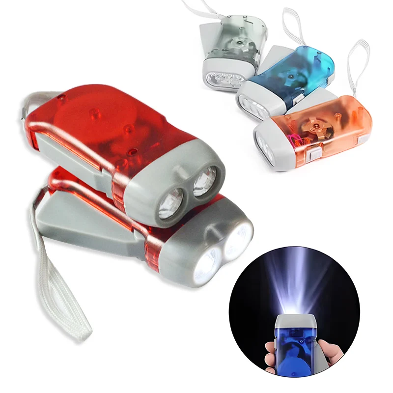 Custom Logo Emergency Dynamo Mini Hand Torch Light Self Charging Portable Pocket LED Handpress Flashlight