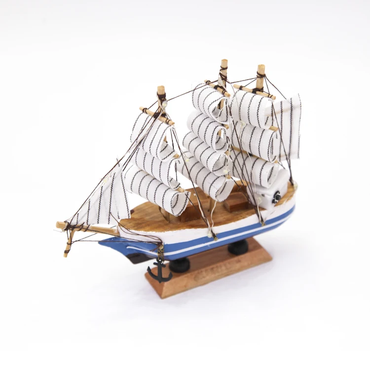 Sailboat Model Wooden Nautical Decor Tabletop Ornaments Photo Props Beach Ocean Theme Party Room Decoration Wooden Model Ship