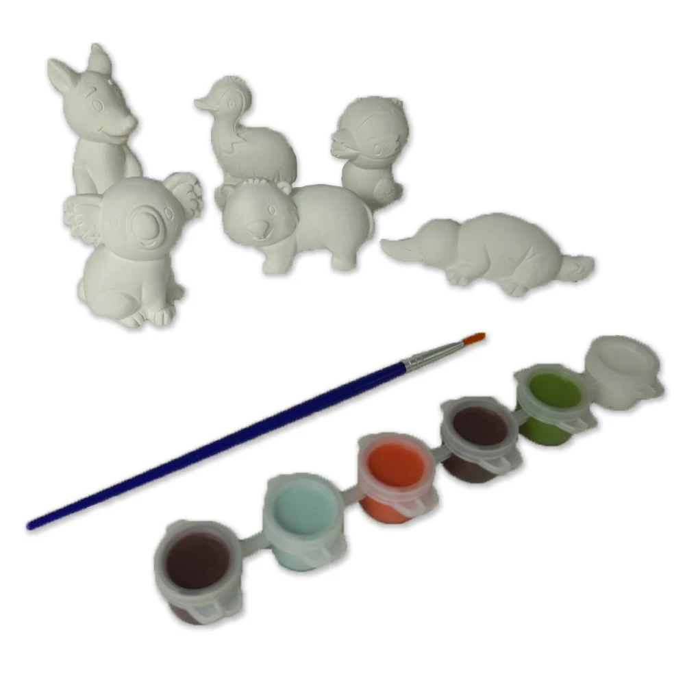 Elsas Children educational toys color painting plaster set DIY craft plain ceramic animals figures