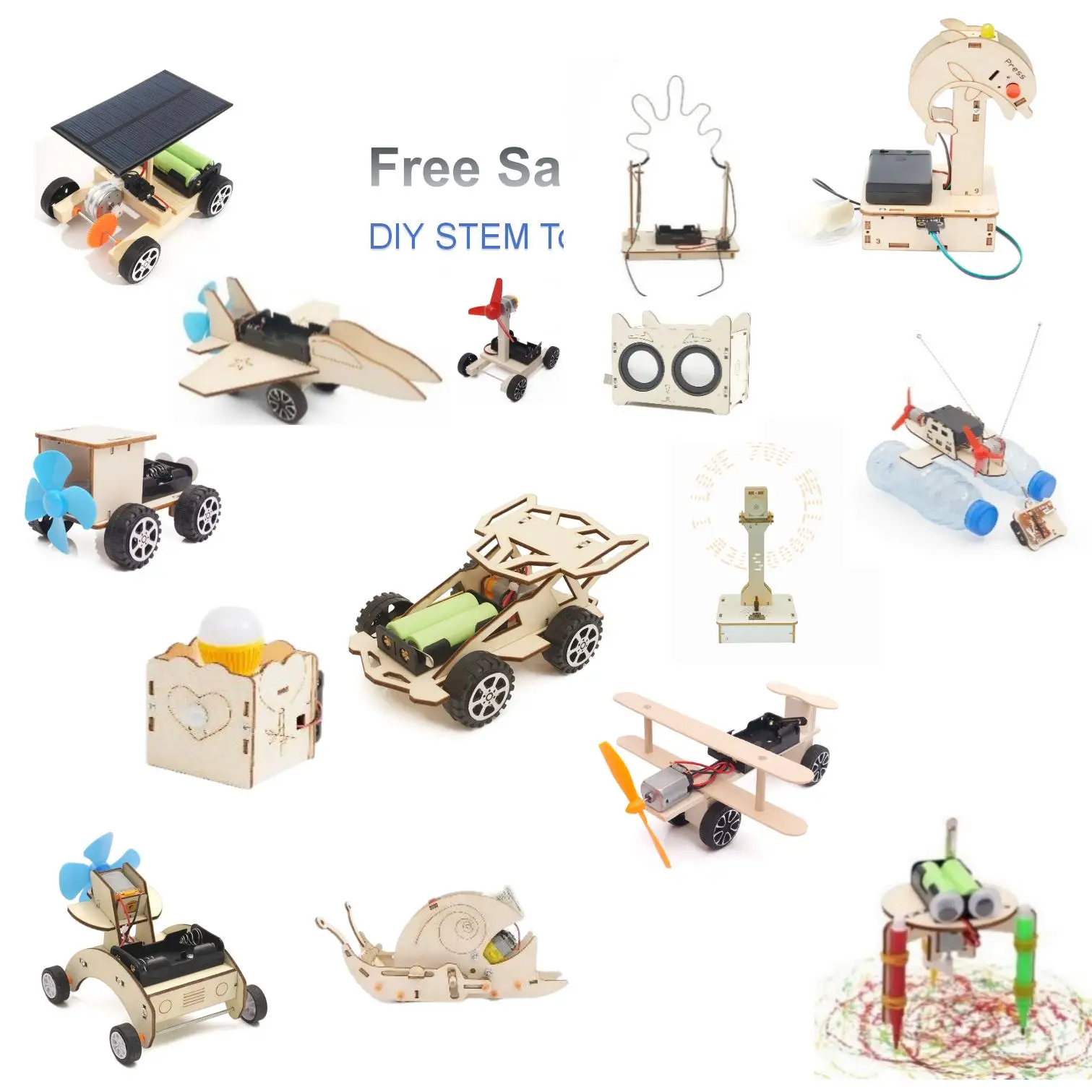 MI Customized Learning Science Montessori Educational Fun Wooden Student Kits Educational Toys STEM 3D Puzzle Car DIY Toys Kit
