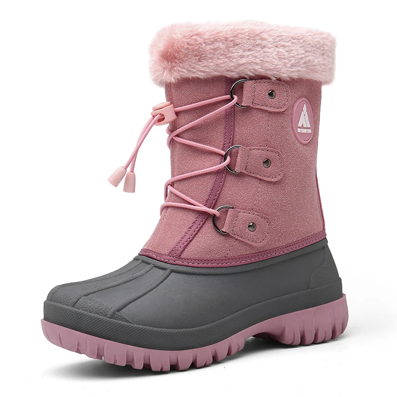 Kids Winter Snow Boots Warm Waterproof Anti-Slip Anti-Collision Hight-Cut for Outdoor Skiing