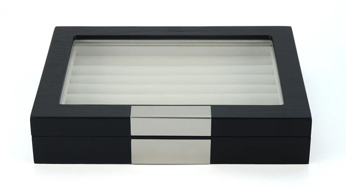 Elegant 36 Pairs Black Wooden Cufflink Display  Box Jewelry Organizer for Man and Woman Hold Rings Earrings