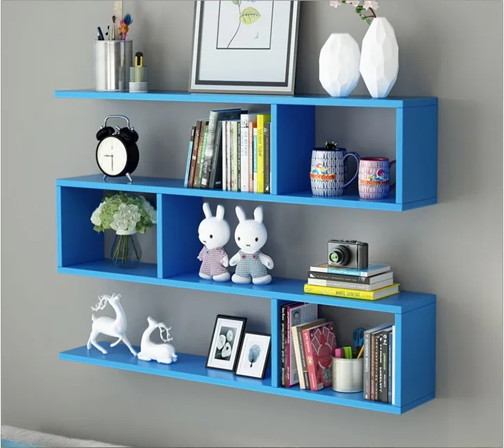 Wholesale Custom Wall Decor Living Room Furniture Metal &Amp; Wood Two Tiered Triangle Wall Shelf Decorations