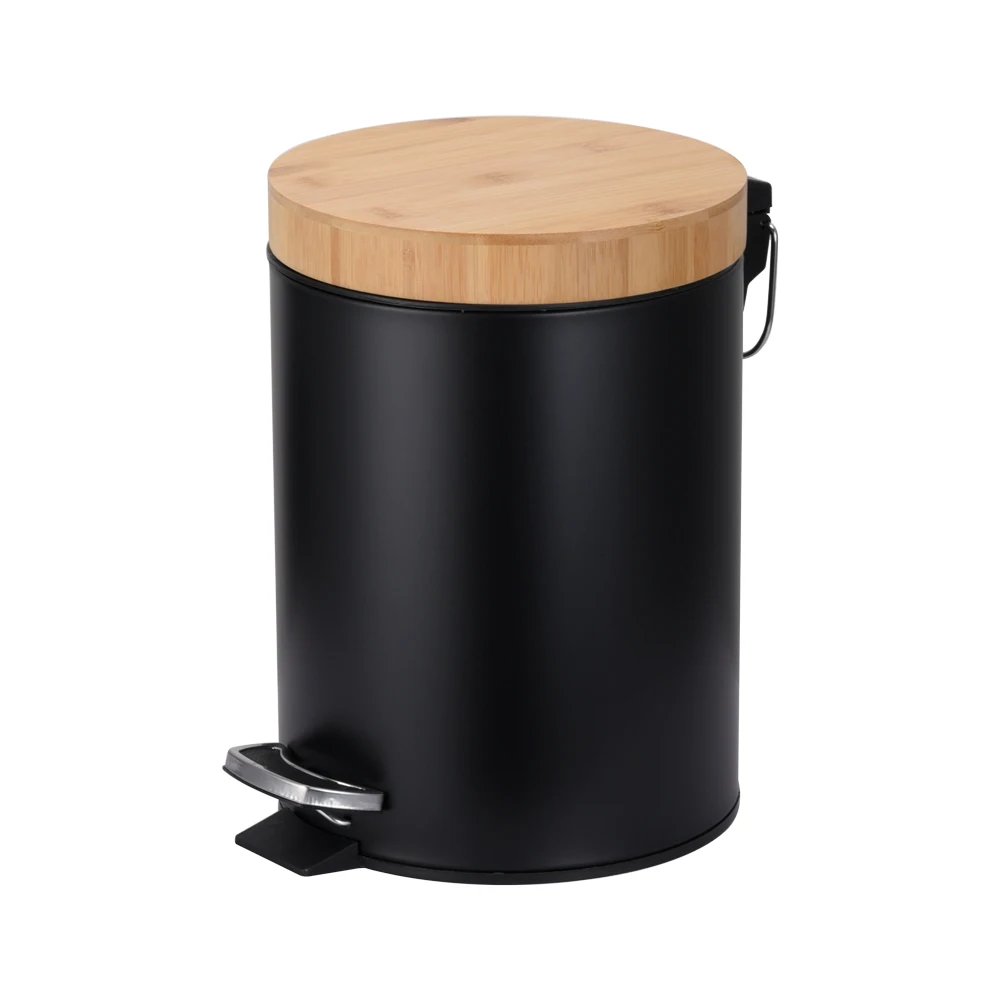 Бамбуковая деревянная мусорная корзина с педалью 3 л 5 функцией мягкого закрытия для ванной комнаты