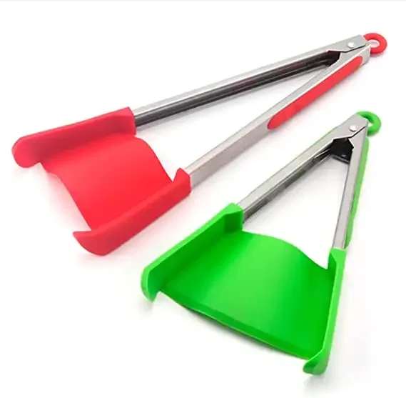 Heat Resistant Stainless Steel Kitchen BBQ tools Silicone Food Tongs for Cooking
