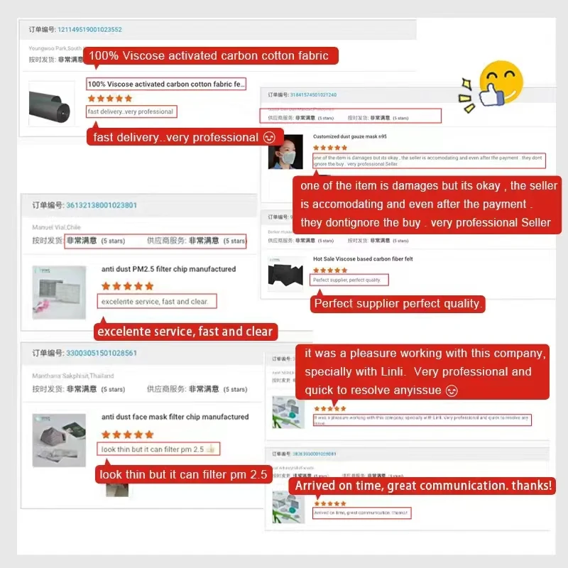 Cellulose Based Activated carbon fiber felt for cooker hood filter