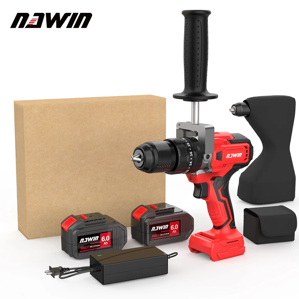 Electric screwdriver Nawin 125nm idle speed 2150 rpm brushless electric fishing ice drill 13mm battery capacity 6.0Ah