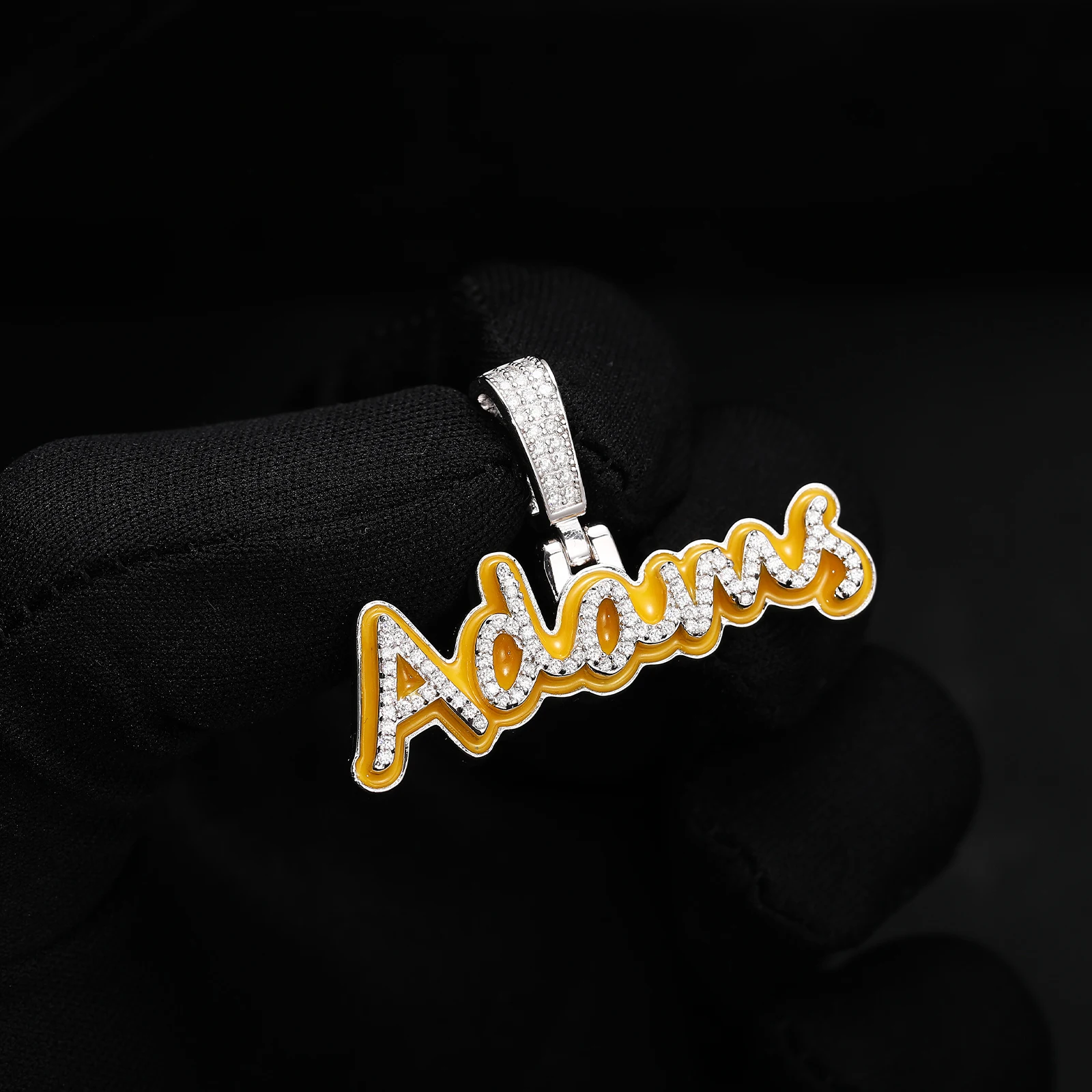 Jewelry Manufacturer Dropshipping Custom Silver 925 1 Row VVS Moissanite Glowing Colored Letter Name Pendant For Men Women