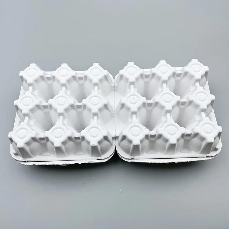 DS3560 White Paper Pulp Square Dozen Egg Crates Recycled Paper Cardboard Sturdy Reusable Egg Box Holder 12 Chicken Egg Carton