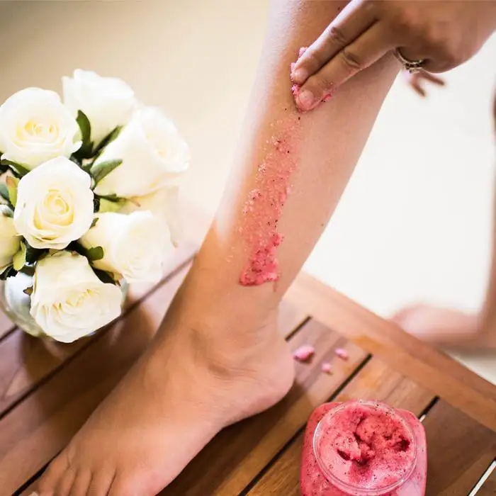 China Factory Cheap Price Low Moq Gommage Peche Du Corps Fruit Peach Essences Candy Sugar Ice Cream Pink Exfoliating Body Scrub