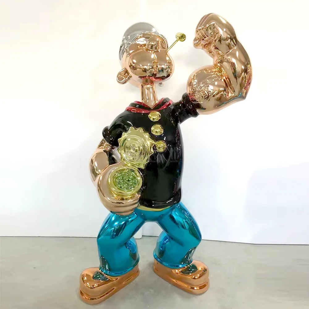 Glass fiber black Popeye sculpture electroplating Popeye shop exhibition display resin crafts