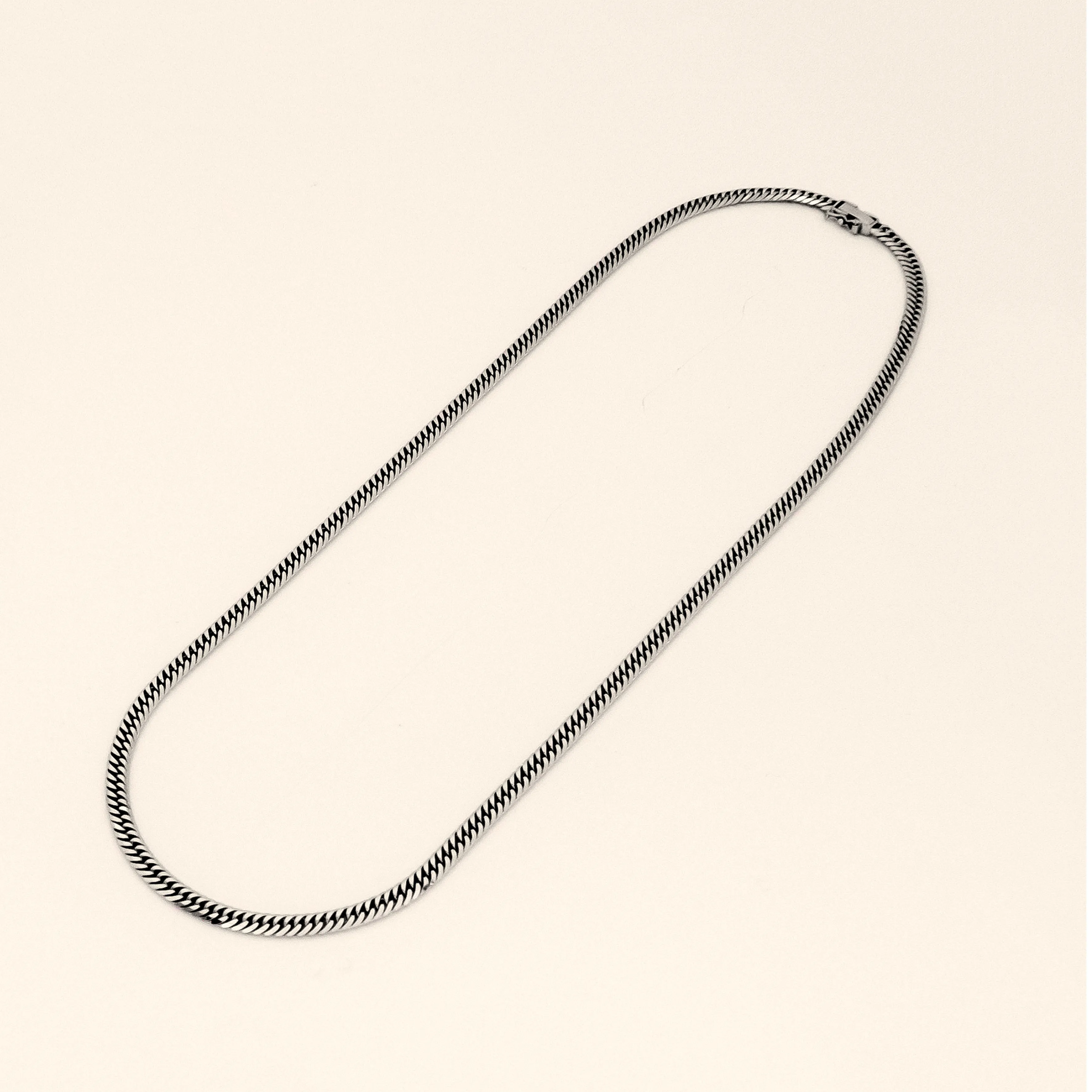 
Pt850 6 sides cut double curb chain 50cm 30g fine girls japanese necklace 