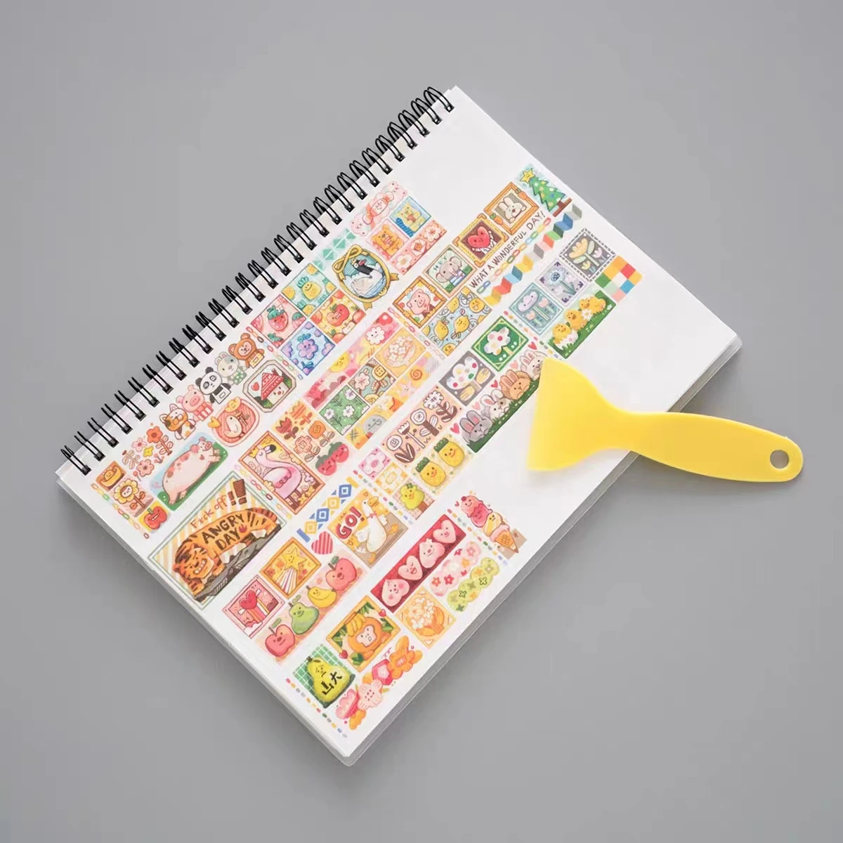 custom  PET translucent cover double sided release paper sticker book
