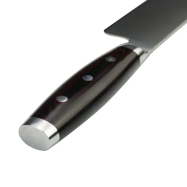 8 inch high carbon Switzerland Sandvik 14C28N stainless steel kitchen chef knife with G10 handle