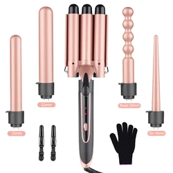 Meinuo 3 in 1 LED display Hair Curling Wand curler tong for home use