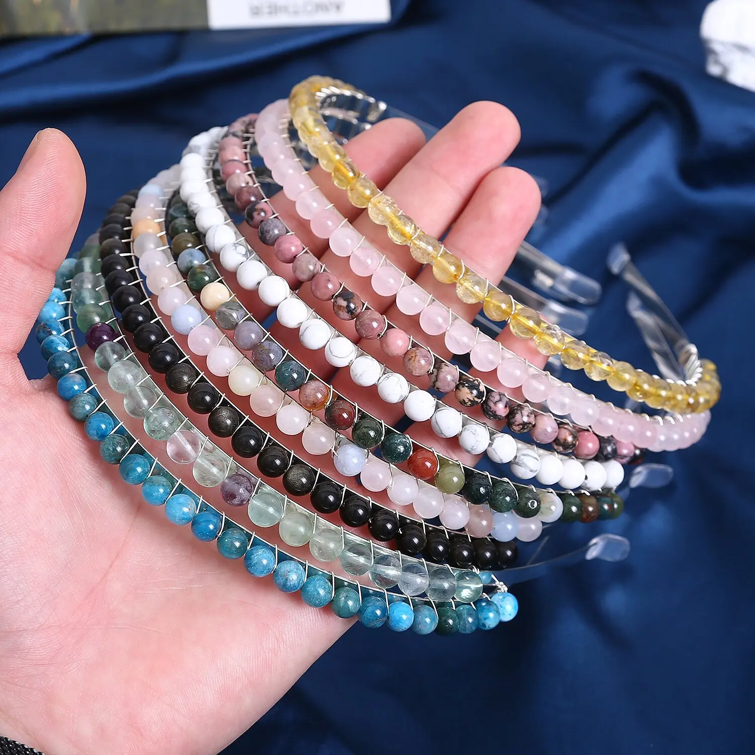 NUORO Boho Style Trendy Women Hair Accessories Hair Band Exquisite Handmade 6mm Colorful Natural Crystal Stones Beads Headband