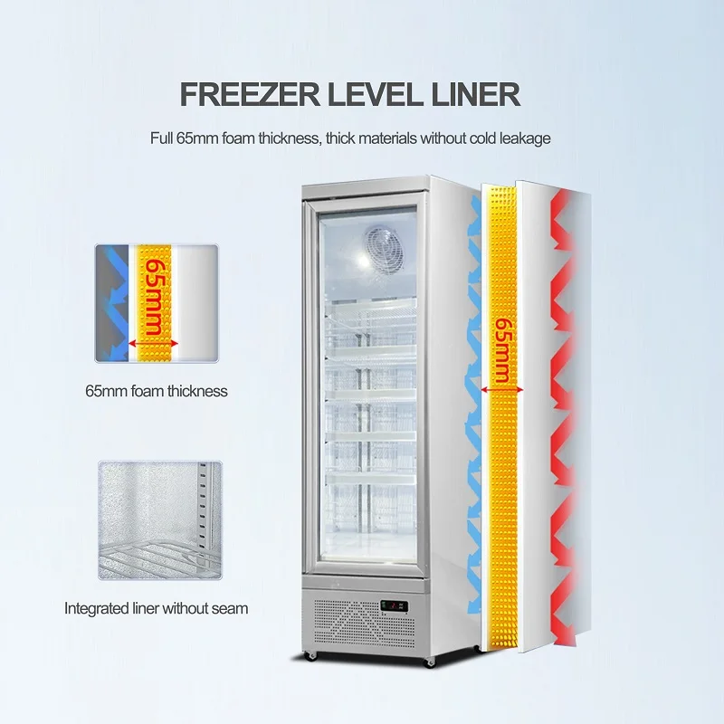 Refrigerating Cabinet Commercial Fridge Energy Drink Beer Beverage Display Cooler Upright Glass Door Refrigerator