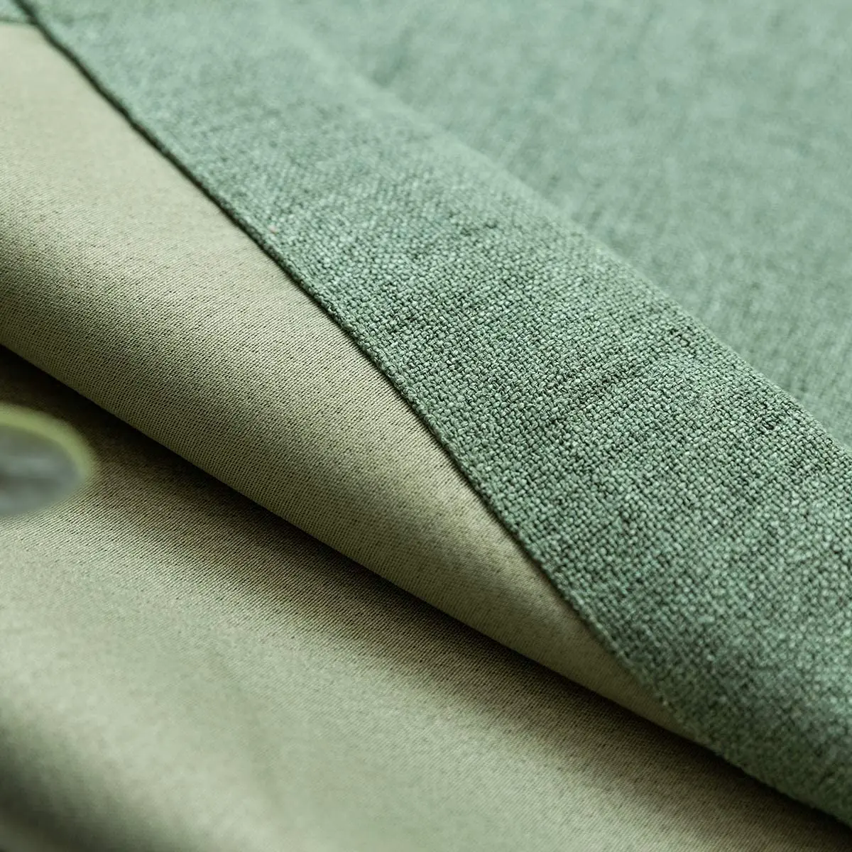 Amazon Hot Sale Cortina Solid Color Faux Linen Blackout Curtains Living Room 100% Polyester green