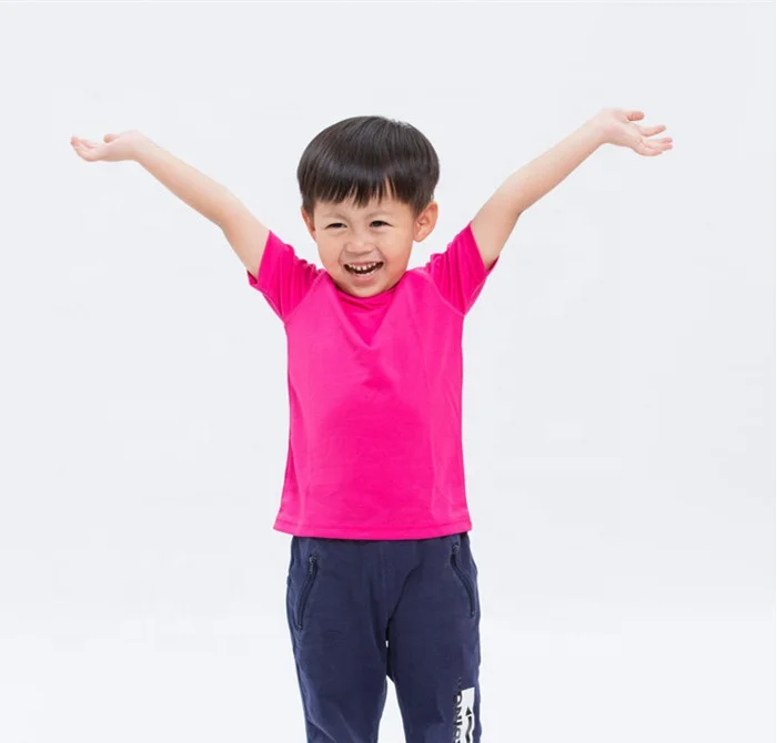Children Solid Color Boys Short Sleeve Mesh 100%Polyester Quick Sports Tshirt Moisture Wicking Kids Clothes Manufacturer