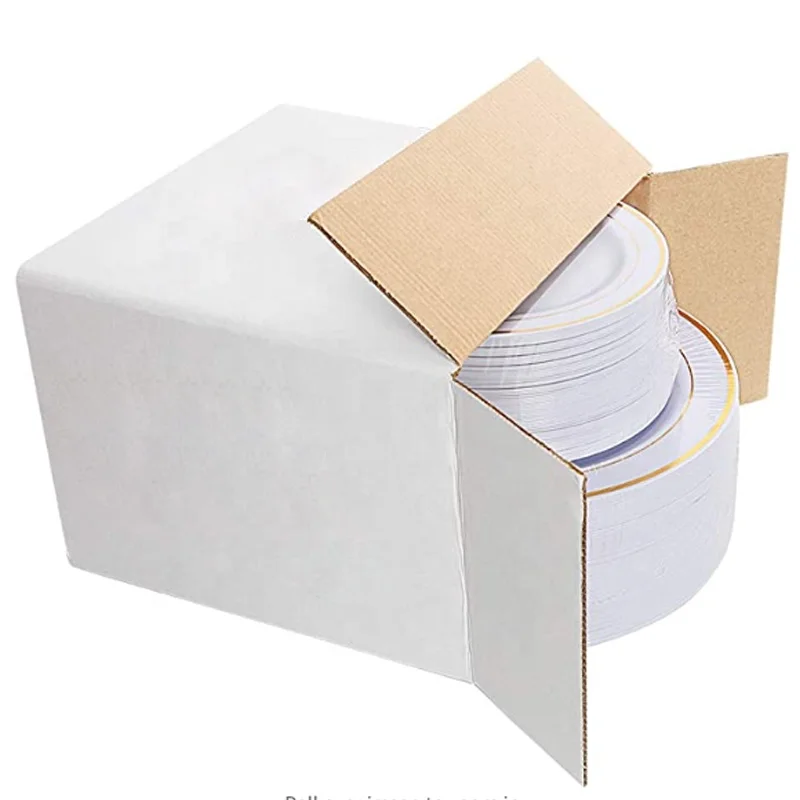 Disposable Transparent Silver Rimmed Heavy Duty Round Plastic Plates And Cutlery For Wedding Party