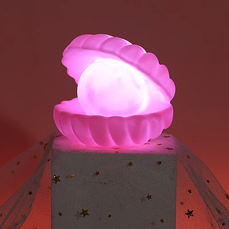 Custom Mermaidcore Led Rgb Color Pearl Clam Shell Table Lamp Night Light for Livingroom Bedroom