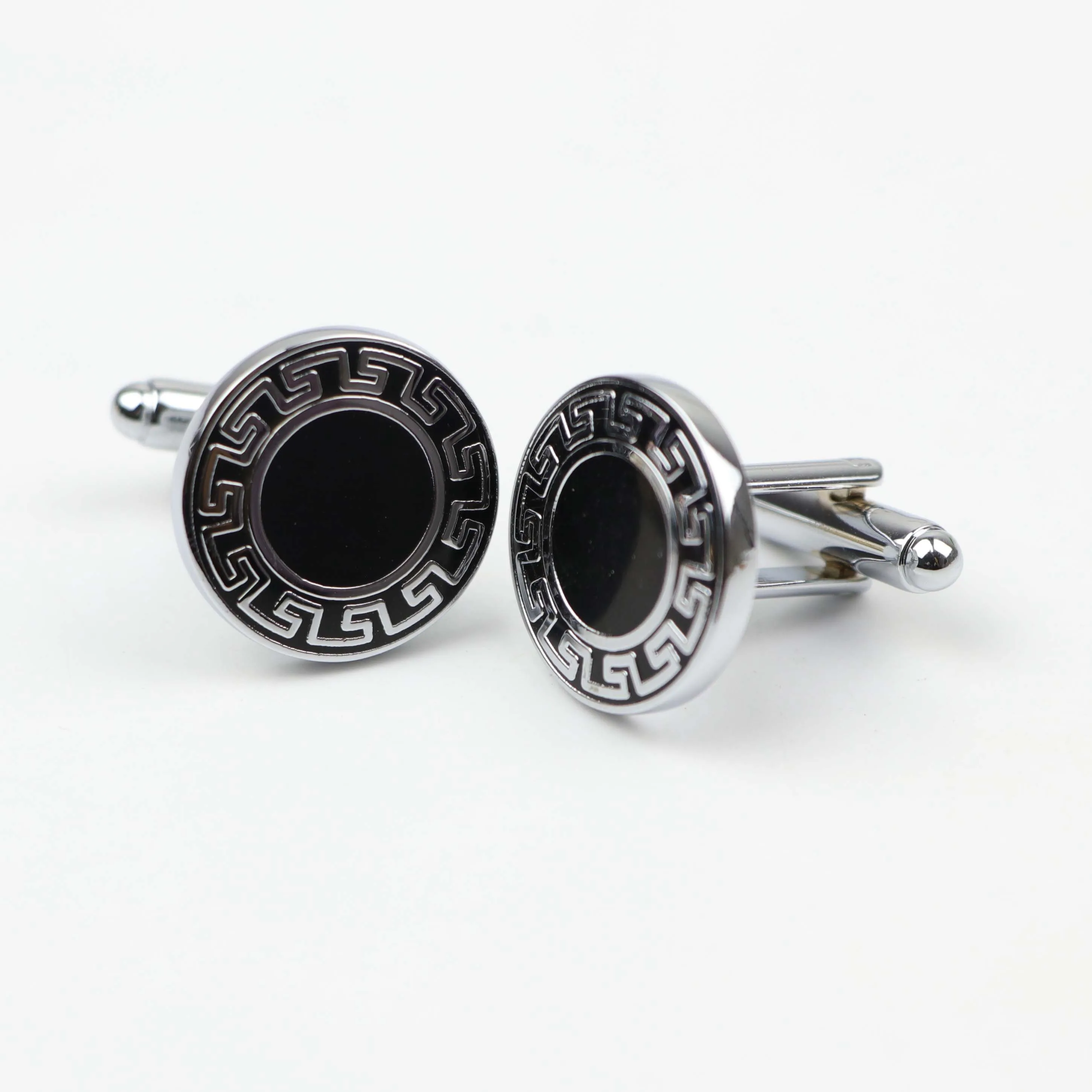 Mens Fashion Laser Engraved Check Sudoku Design Cufflink Luxury Cuff Buttons Silver Black Cuff Links Shirt Jewelry