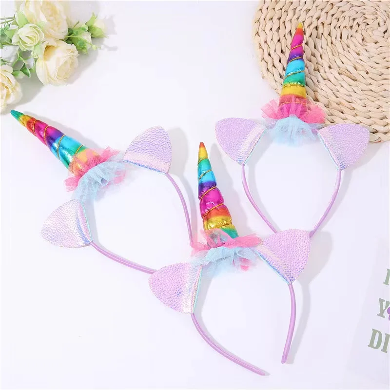 Colorful unicorn headband Cute Holiday party Unicorn hair accessories Amusement park accessories Hair accessories