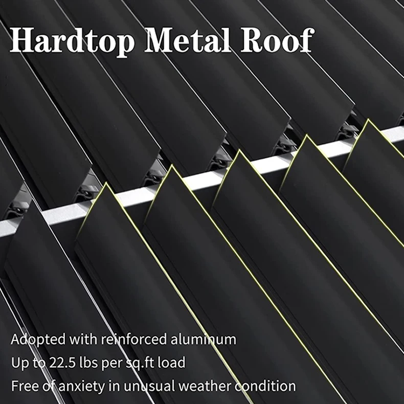 Waterproof Manual Pergola for Garden Outdoor Aluminium Gazebo Sun Shade for Patio Backyard or Courtyard for Hotels
