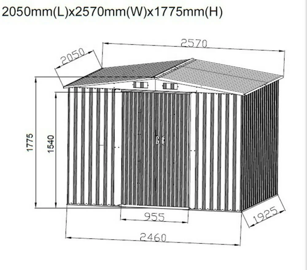 Новый качественный садовый Металлический Сарай 8x6 футов