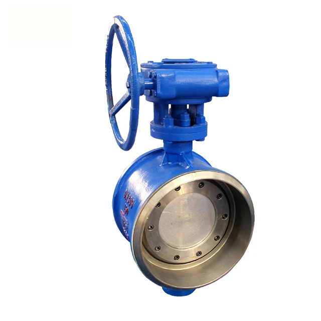 
Stainless Steel CF8 D343W-40P DN350 PN40 Hard Sealing Three Eccentric Flange Ends Butterfly Valve With Turbine Head 