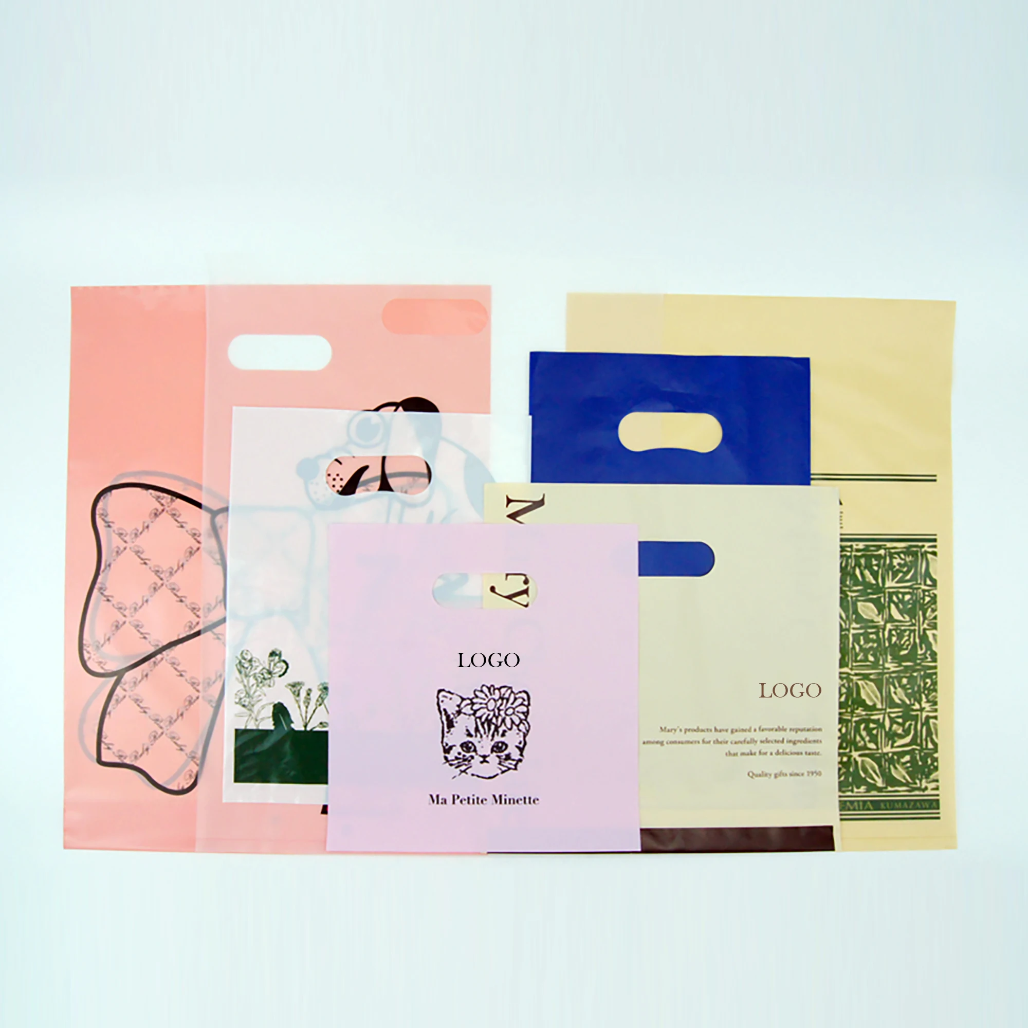 LDPE/HDPE die cut handle packaging bag for daily life colorful side gusset grocery plastic shopping bags custom logo