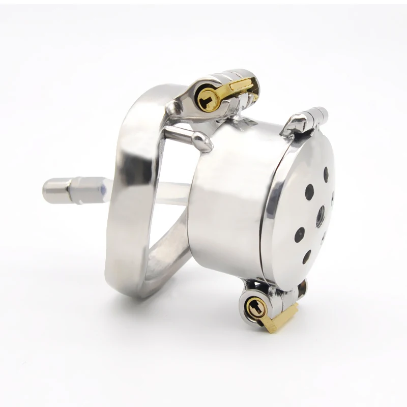 Stainless Steel Dual Locks Male Chastity Device Cock Cage Sex Toys with Silicone / Metal Tube