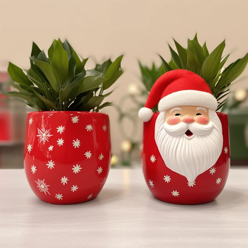 Factory wholesale printing Christmas snow tin flower pot container iron bucket garden succulent simulated plant pot