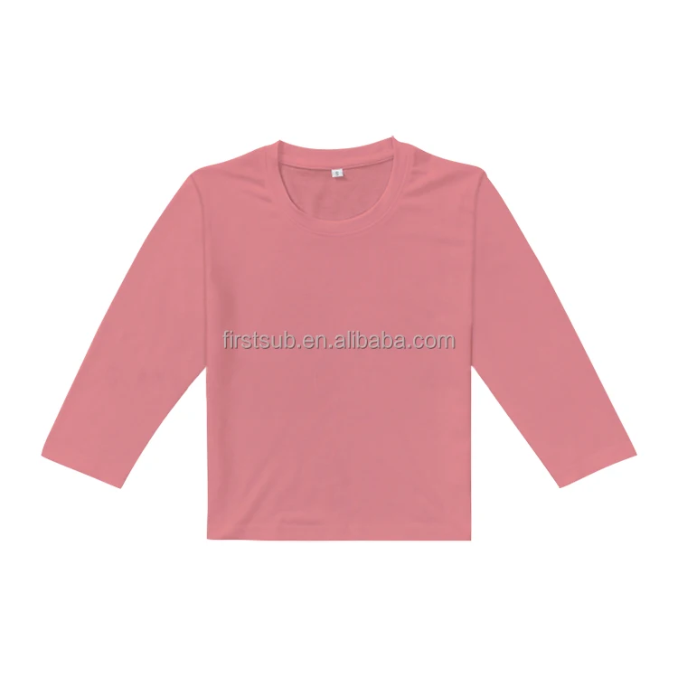 Wholesale Kids Clothes Pure Color Pastel Color Long Sleeve Sublimation Blank Shirts For Toddler Infant Youth