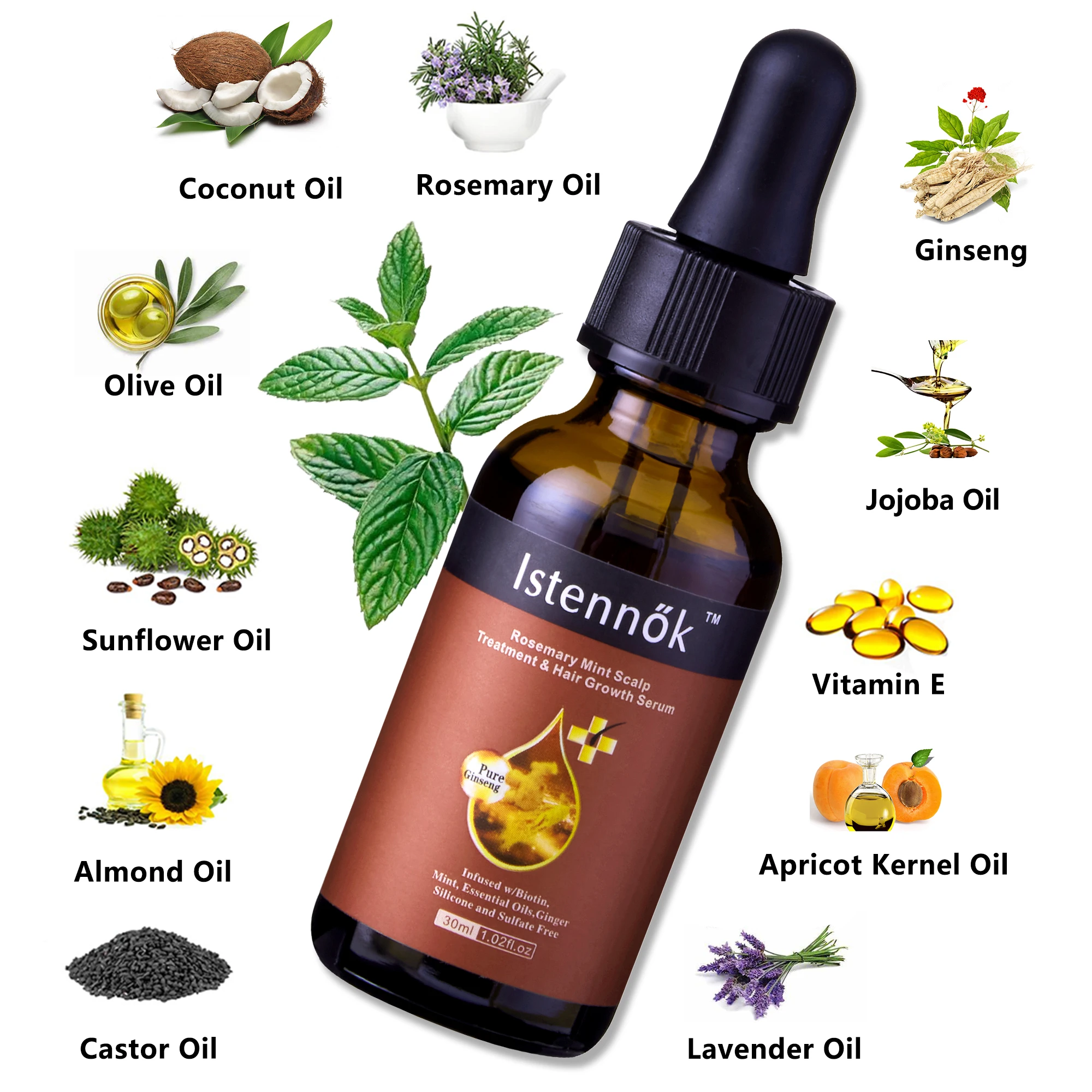 Natural Hair growth oil Effect Formula Men Women Rosemary Castor Oil Scalp Elixirs Hair Serum Loss Treatment Hair Growth Oil