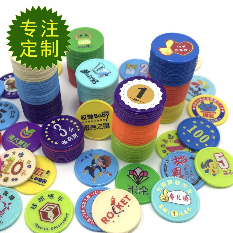 New Custom Eco-Friendly Plastic Game Token Coin Colorful Stamping Souvenir plastic game tokens