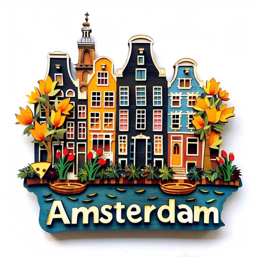 New Style Customized Logo Travel Gift Wooden Fridge Magnet Netherlands Amsterdam Souvenirs Magnet