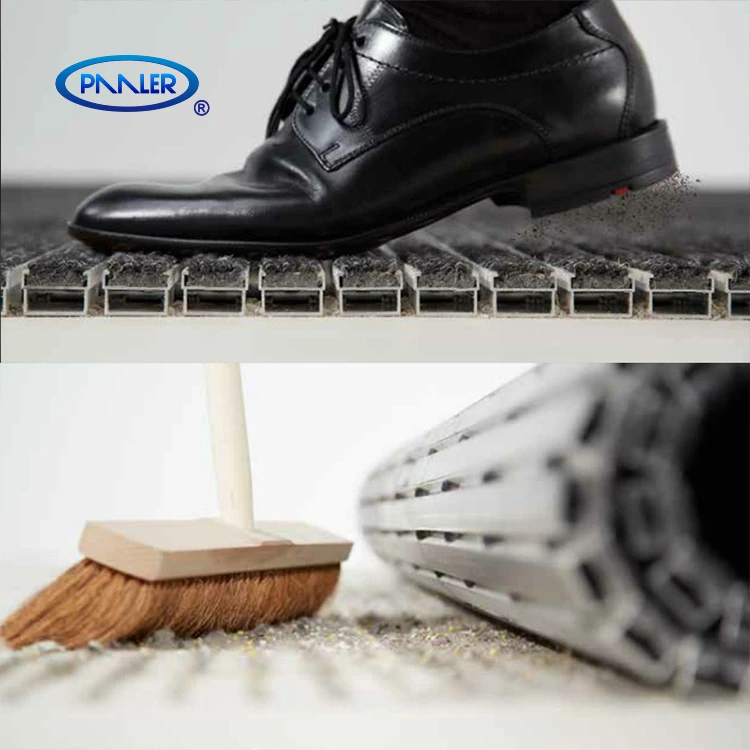 Aluminum Non-Slip Entrance Door Mat  Scraper Metal Floor Mat with Carpet Inserts and Beveled Edges Inside/Outside Entr