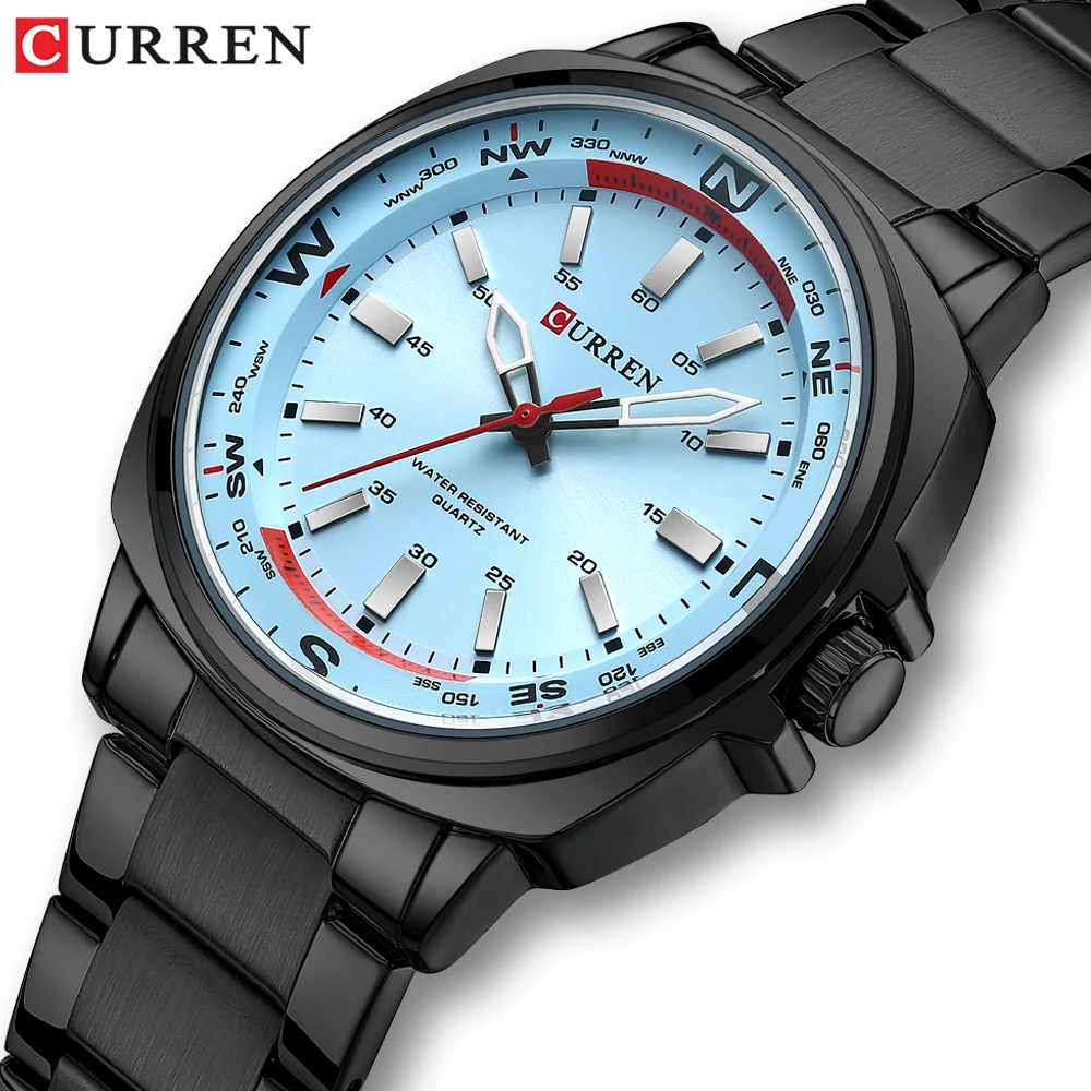 CURREN 8455 Sport Quartz Men Watch Top Brand Luxury Waterproof Male Clock Stainless Steel Business Wristwatch Gift