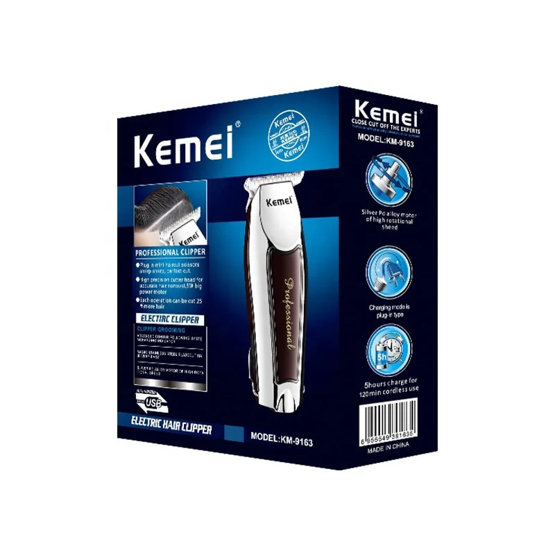  Kemei KM-9163 USB аккумуляторная Профессиональный для мужчин триммер волос низкий уровень шума машинка