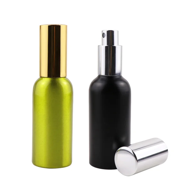 2019 Hot selling 10ml 15ml 30ml round matte black and golden cosmetic black metal bottle