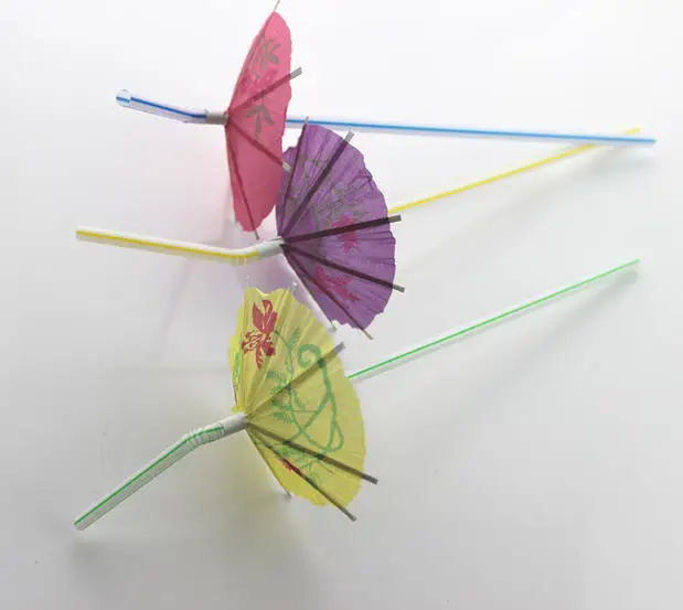New Disposable Colorful Art Styling Straw for Fruit Juice Beverage Creative Cocktail Umbrella Decorative Straw