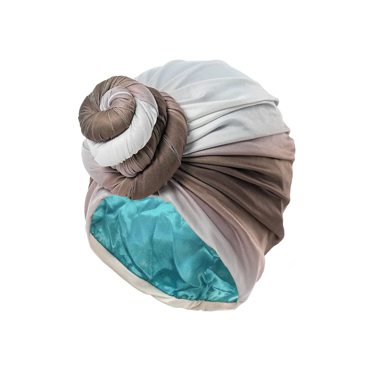 HZM-61044 Silk Satin Lined Turban Head Wrap Pre-Tied Skull Cap for Men and Women Sleeping Bonnet Hair Cover Chemo Hair Loss Hat