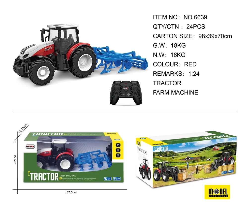 Factory Price Rc Harvester Model Car Plastic Farmer Remote Control Tractor Farm Toys For Boys