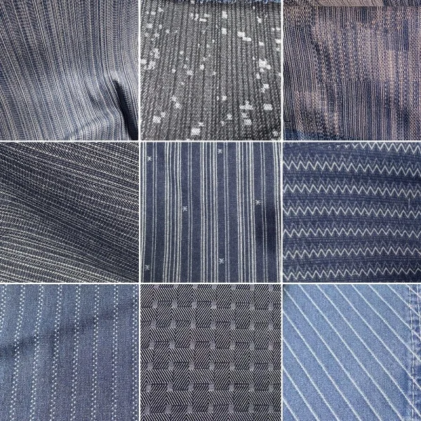 Black, White and Blue No-wash Yarn-dyed Striped Denim Cotton Polyester Woven Denim Fabric