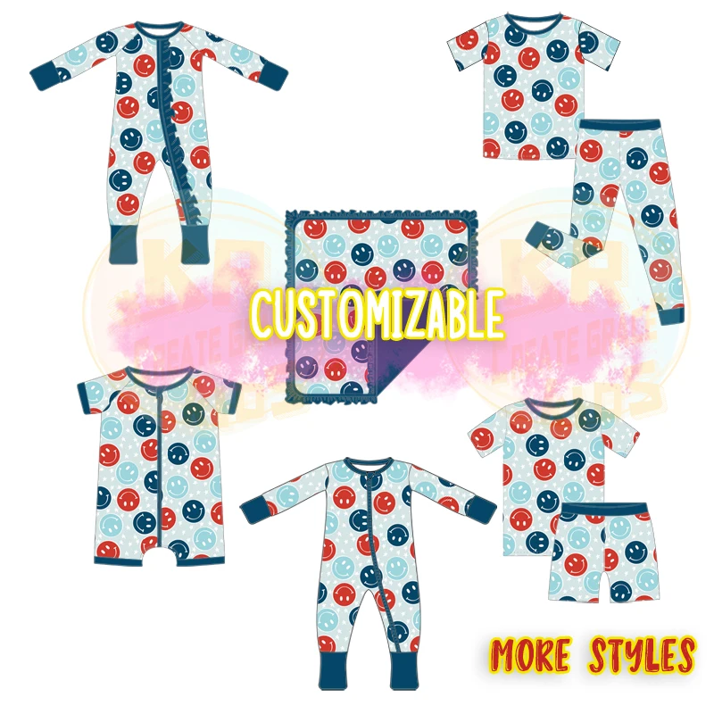 Custom Print Bamboo Fabric Newborn Baby Infant Zipper Clothes Onesie Rompers Bamboo Viscose Toddler Pajamas Sleeper Clothes