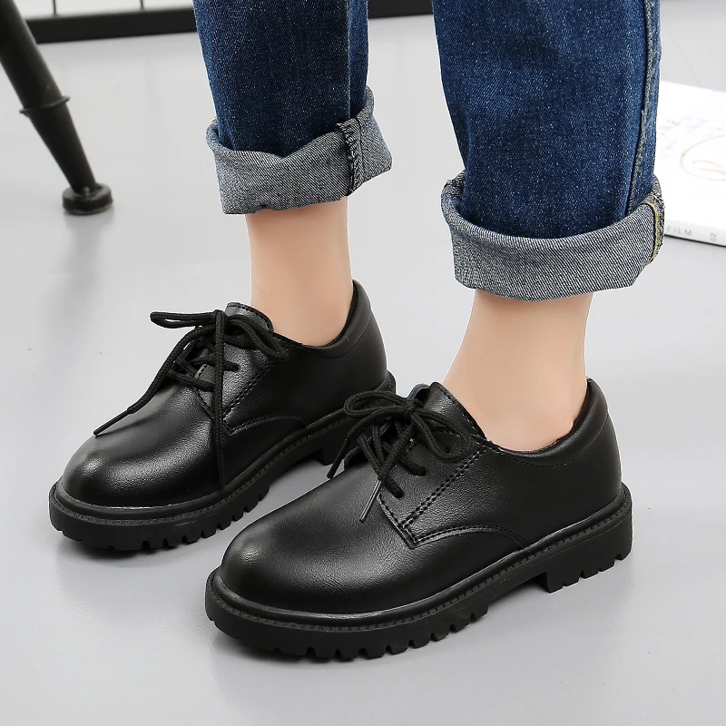 
Custom Teenage Boy Black Leather Uniform Shoes Children Dress School Shoes 